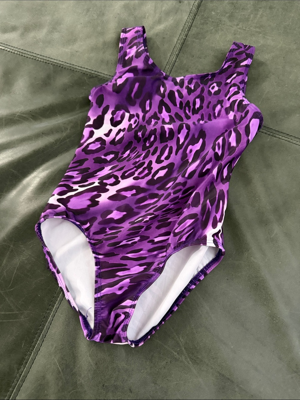 Girls' Purple Leopard Print Leotard